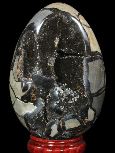 Septarian Dragon Egg Geode - Black Crystals #89570